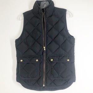 J CREW black down‎ filled puffer EXCURSION VEST Size XS perfect for spring